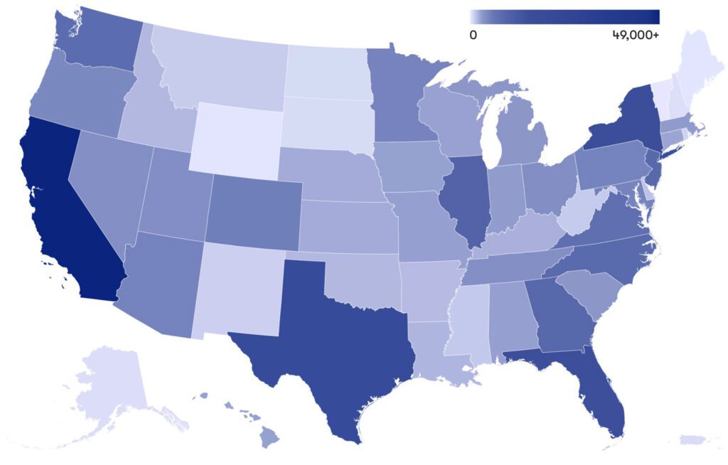 Amway independent business owners per US state and territory